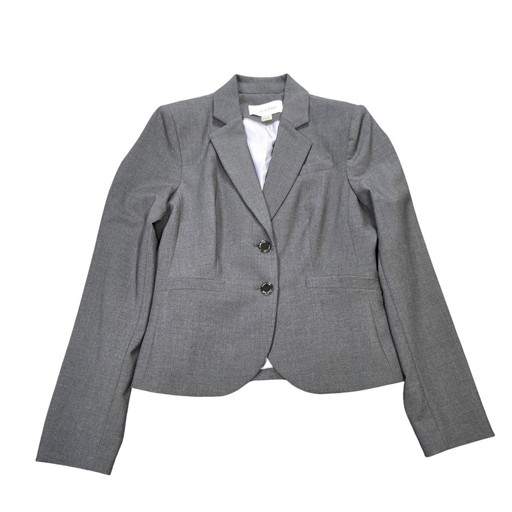 Calvin Klein Two Button Blazer Jacket Women's Size 2P Gray Professional Stretch